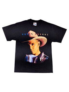 Vintage Garth Brooks 1996 Fresh Horses Tour T-Shirt Hanes Black Men Medium